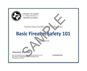 CE-RO LTC/CHL - Basic Firearm Safety 101 - Certificate of Completion